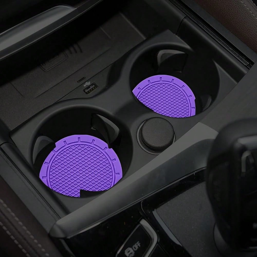 Car Cup Holder Coaster, 4 Pack 2.75 Inch Diameter PVC Non-Slip Universal Insert Coaster, Durable, Suitable For Most Car Interior, Car A