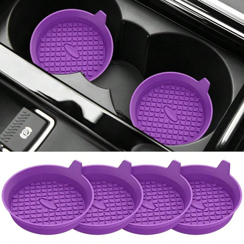Car Cup Holder Coasters [4 Pack] Silicone Cups Mats, Automotive Universal Non-Slip Recessed Interior Accessories Deep Purple