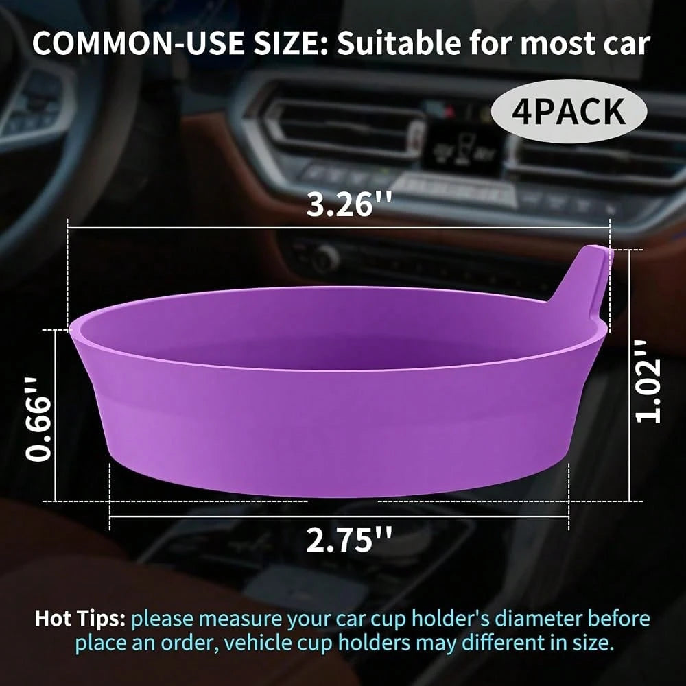 Car Cup Holder Coasters [4 Pack] Silicone Cups Mats, Automotive Universal Non-Slip Recessed Interior Accessories Deep Purple