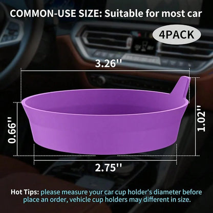 Car Cup Holder Coasters [4 Pack] Silicone Cups Mats, Automotive Universal Non-Slip Recessed Interior Accessories Deep Purple