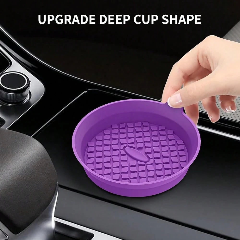 Car Cup Holder Coasters [4 Pack] Silicone Cups Mats, Automotive Universal Non-Slip Recessed Interior Accessories Deep Purple