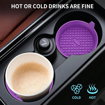 Car Cup Holder Coasters [4 Pack] Silicone Cups Mats, Automotive Universal Non-Slip Recessed Interior Accessories Deep Purple