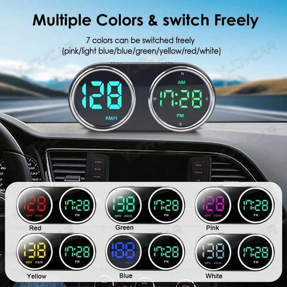 Car GPS Head-Up Display Digital Dashboard Speedometer Supports MPH/KMH, Universal HUD Display With 2M USB Cable And Clock, QC3.0 Fast Charging, Plug And Play, Suitable For Cars, Boats, Trucks, Motorcy