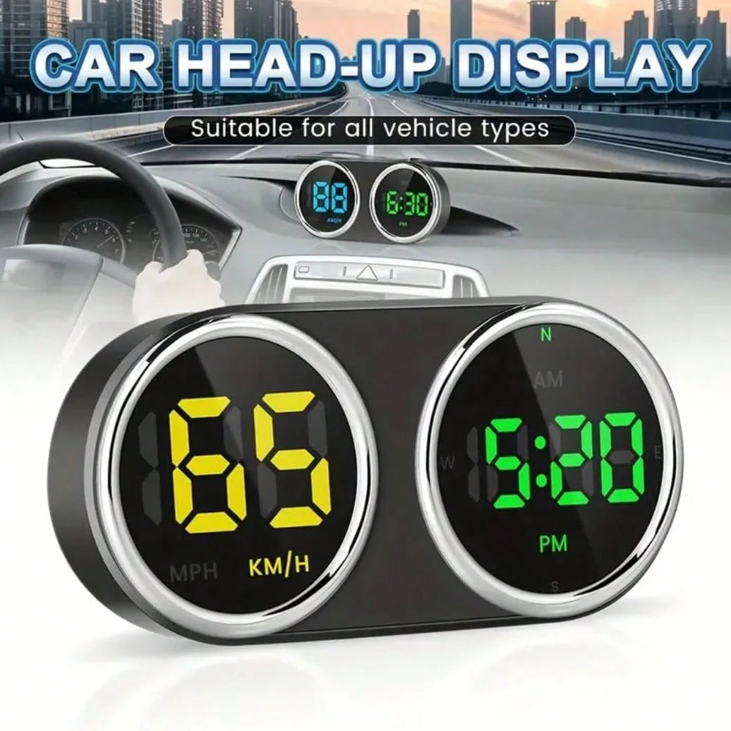 Car GPS Head-Up Display Digital Dashboard Speedometer Supports MPH/KMH, Universal HUD Display With 2M USB Cable And Clock, QC3.0 Fast Charging, Plug And Play, Suitable For Cars, Boats, Trucks, Motorcy