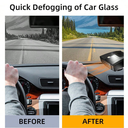 Car Heater, 12/24V Portable Heater For Car Fast Heating Defogging & Defrosting, 2-In-1 Heating & Natural Wind Car Defroster, 360° Rotary Portable Car Heater With Automatic Power-Off Protection
