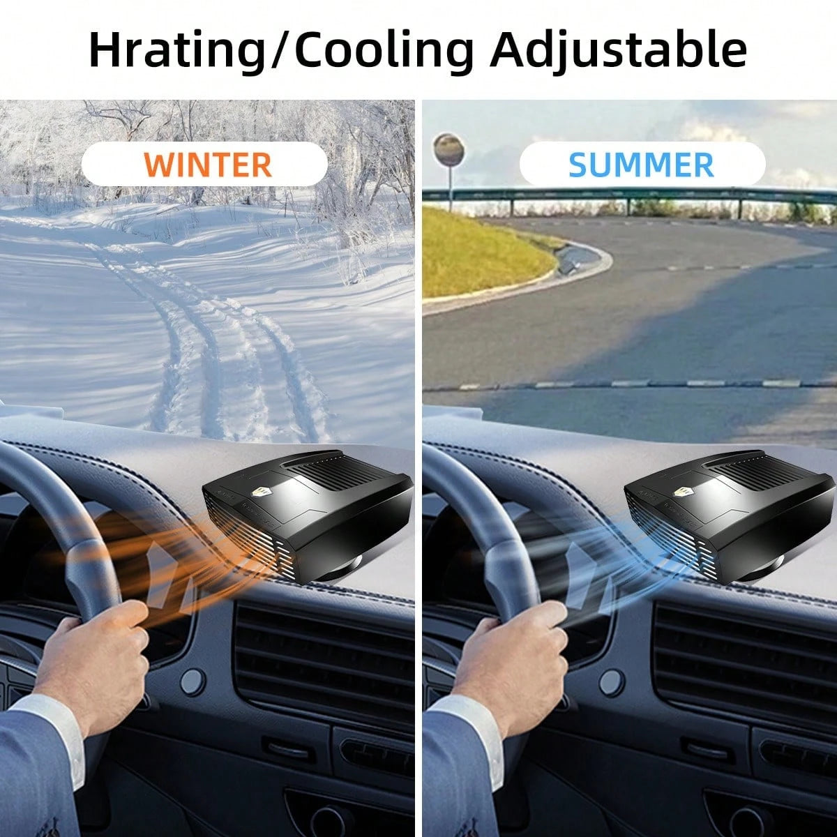 Car Heater, 12/24V Portable Heater For Car Fast Heating Defogging & Defrosting, 2-In-1 Heating & Natural Wind Car Defroster, 360° Rotary Portable Car Heater With Automatic Power-Off Protection
