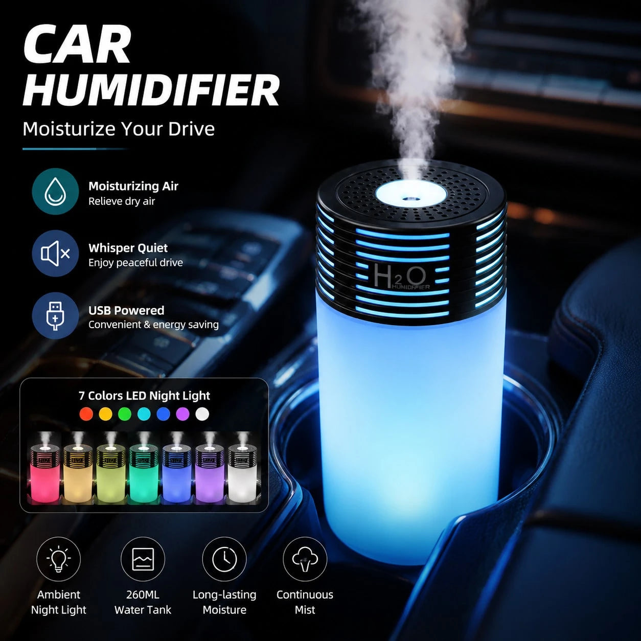 Car Humidifier, Mini USB Portable Atomizing Air Purifier, Creative Mist Diffuser For Home & Office Use