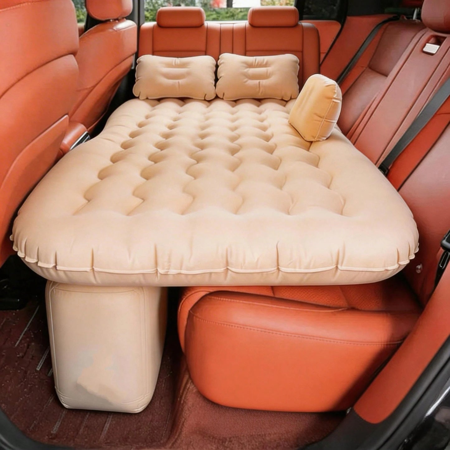 Car Inflatable Air Mattress, Thickened Flocked Backseat Blow Up Bed With Pillows & Footrest, Universal For SUV/Sedan, Portable Travel Camping Sleeping Pad For Road Trip, Vacation, Overnight, Perfect F