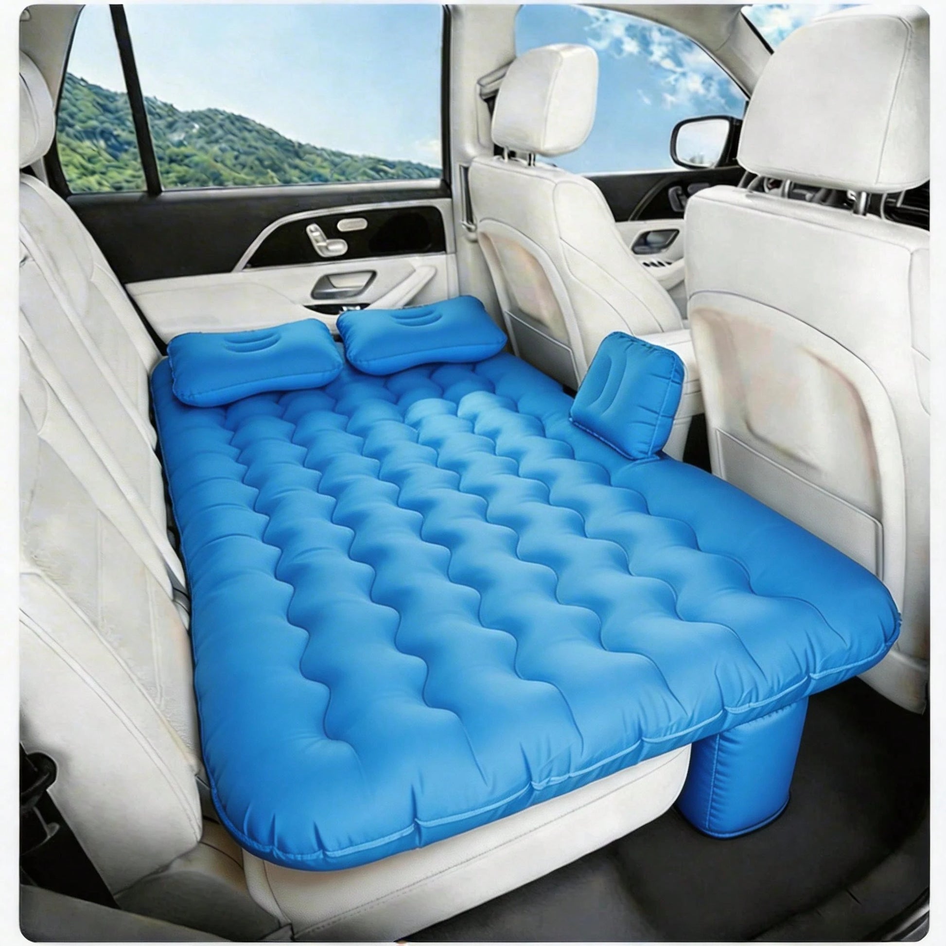 Car Inflatable Air Mattress, Thickened Flocked Backseat Blow Up Bed With Pillows & Footrest, Universal For SUV/Sedan, Portable Travel Camping Sleeping Pad For Road Trip, Vacation, Overnight, Perfect F