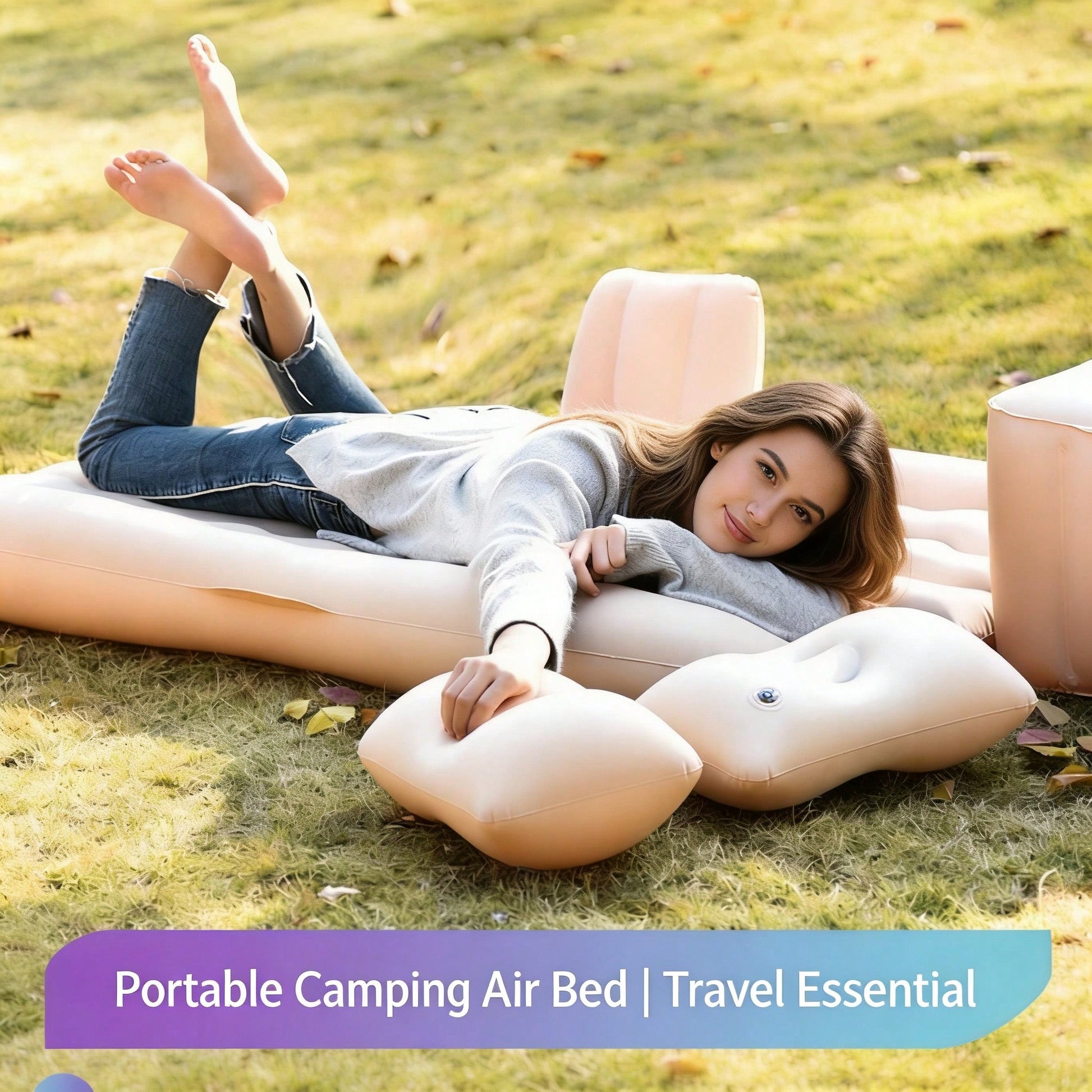 Car Inflatable Air Mattress, Thickened Flocked Backseat Blow Up Bed With Pillows & Footrest, Universal For SUV/Sedan, Portable Travel Camping Sleeping Pad For Road Trip, Vacation, Overnight, Perfect F