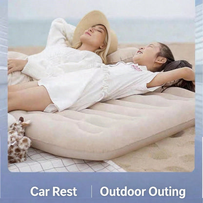 Car Inflatable Air Mattress, Thickened Flocked Backseat Blow Up Bed With Pillows & Footrest, Universal For SUV/Sedan, Portable Travel Camping Sleeping Pad For Road Trip, Vacation, Overnight, Perfect F