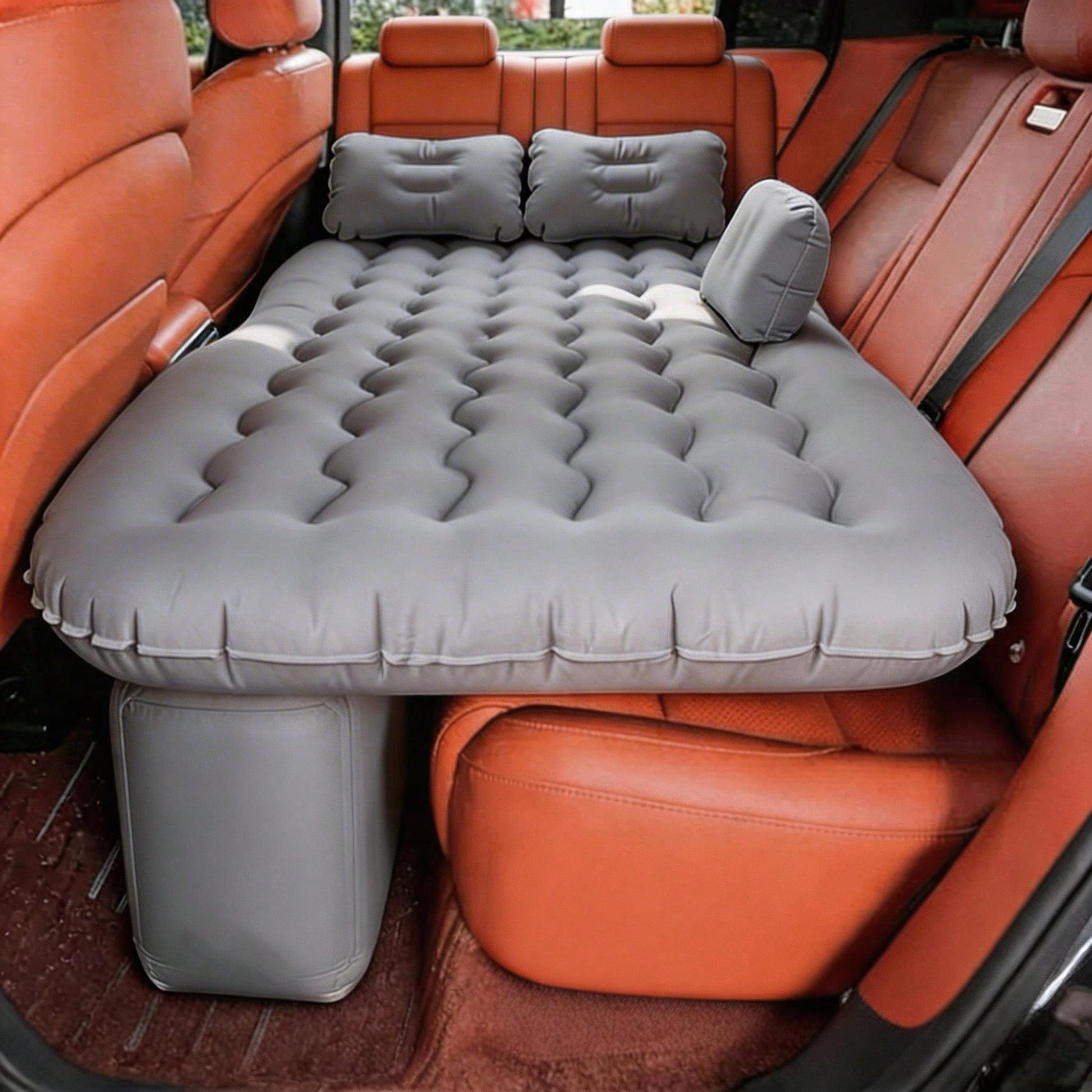 Car Inflatable Air Mattress, Thickened Flocked Backseat Blow Up Bed With Pillows & Footrest, Universal For SUV/Sedan, Portable Travel Camping Sleeping Pad For Road Trip, Vacation, Overnight, Perfect F