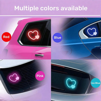Car LED Ambient Light, Solar-Powered Heart-Shaped LED Neon Light, Solar-Powered Heart-Shaped Atmosphere Light With 3 Modes, IP65 Waterproof, For Romantic Car Interior And Outdoor Decor