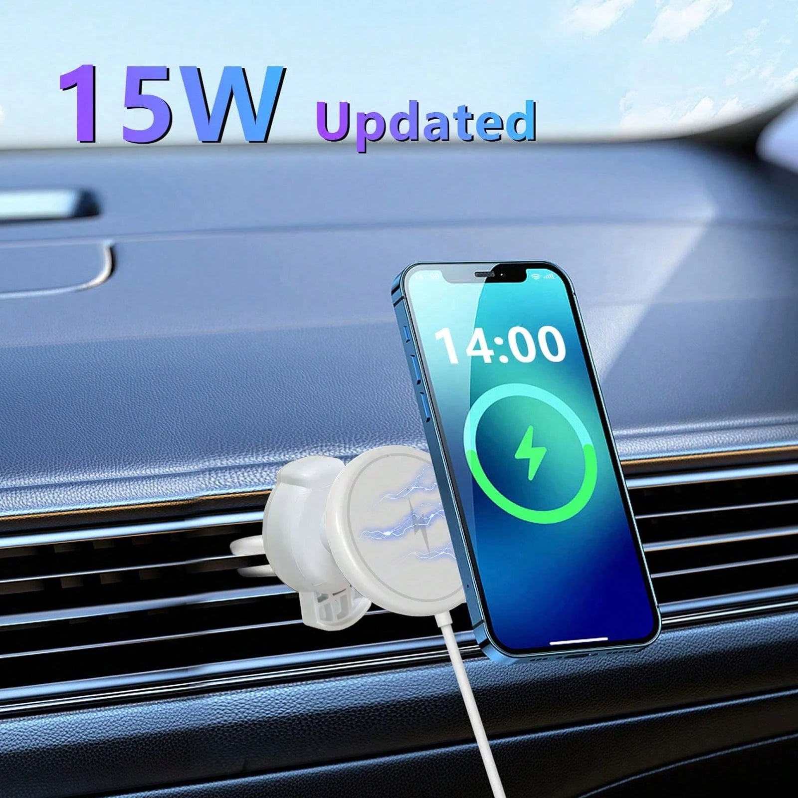 Car Magnetic Wireless Charging Phone Holder, Compatible With IPhone 15/14/13/12 Series With Magnetic Phone Case, Universal For Tesla Models. Strong Magnetic Grip, Stable And Secure, Fast Charging With