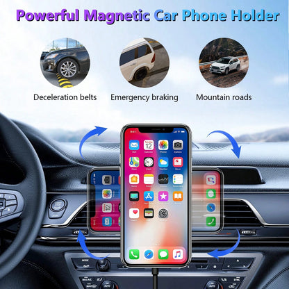 Car Magnetic Wireless Charging Phone Holder, Compatible With IPhone 15/14/13/12 Series With Magnetic Phone Case, Universal For Tesla Models. Strong Magnetic Grip, Stable And Secure, Fast Charging With