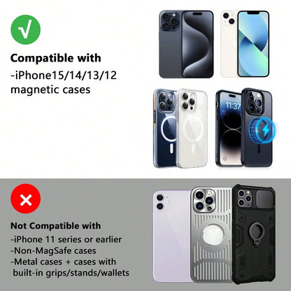 Car Magnetic Wireless Charging Phone Holder, Compatible With IPhone 15/14/13/12 Series With Magnetic Phone Case, Universal For Tesla Models. Strong Magnetic Grip, Stable And Secure, Fast Charging With