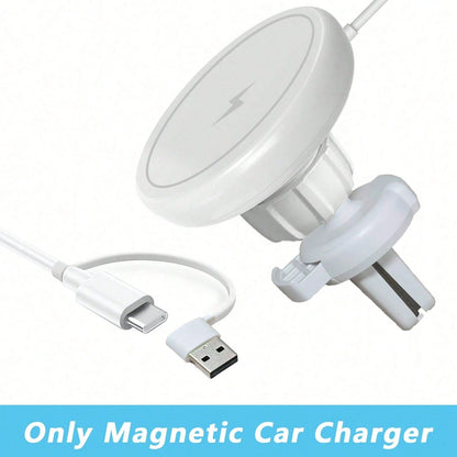 Car Magnetic Wireless Charging Phone Holder, Compatible With IPhone 15/14/13/12 Series With Magnetic Phone Case, Universal For Tesla Models. Strong Magnetic Grip, Stable And Secure, Fast Charging With