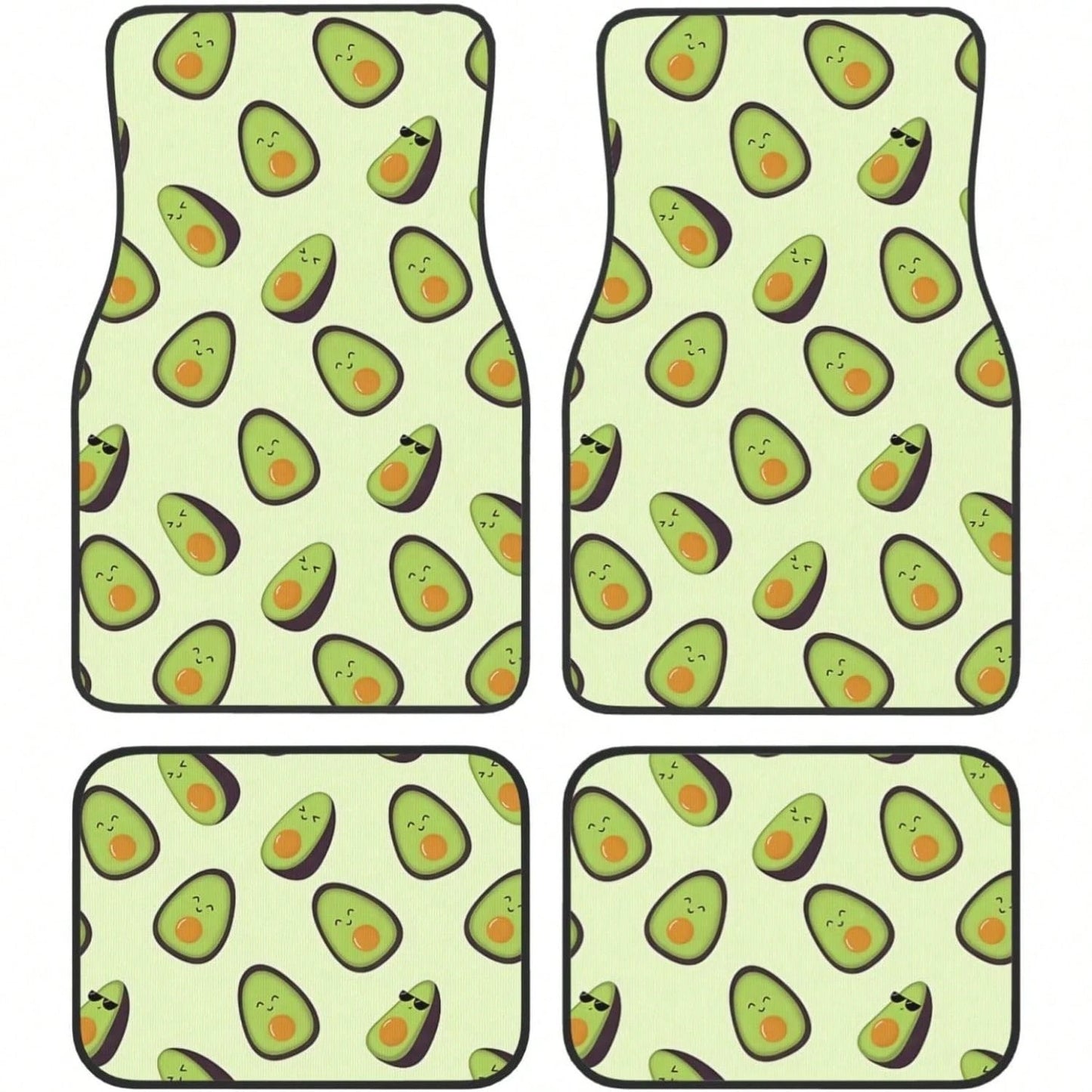 Car Mats Set Of 4 Happy Avocados Floor Mats For Cars Universal Front Rear Vehicle Rugs Auto Accessories For Truck Sedan