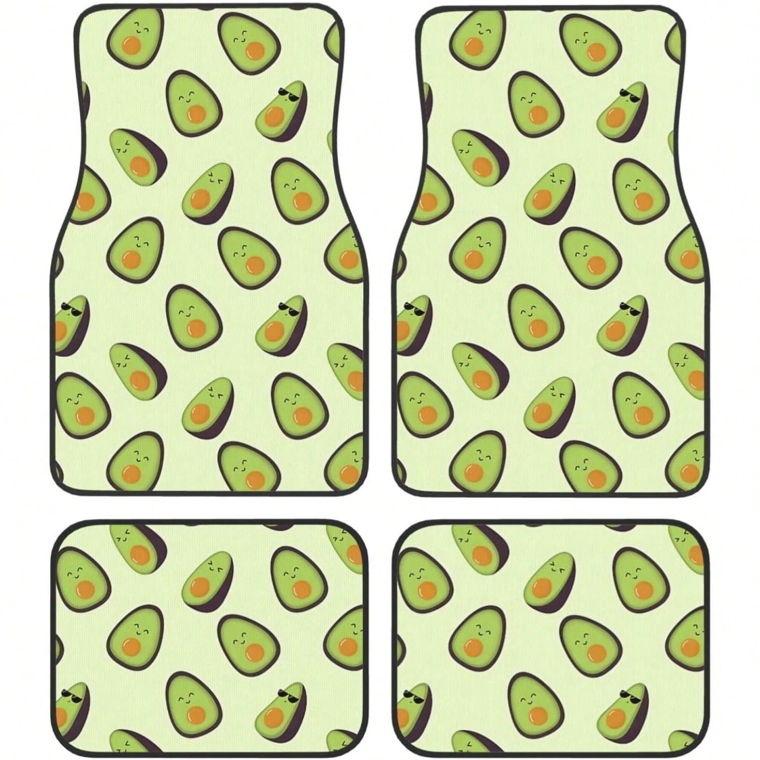 Car Mats Set Of 4 Happy Avocados Floor Mats For Cars Universal Front Rear Vehicle Rugs Auto Accessories For Truck Sedan