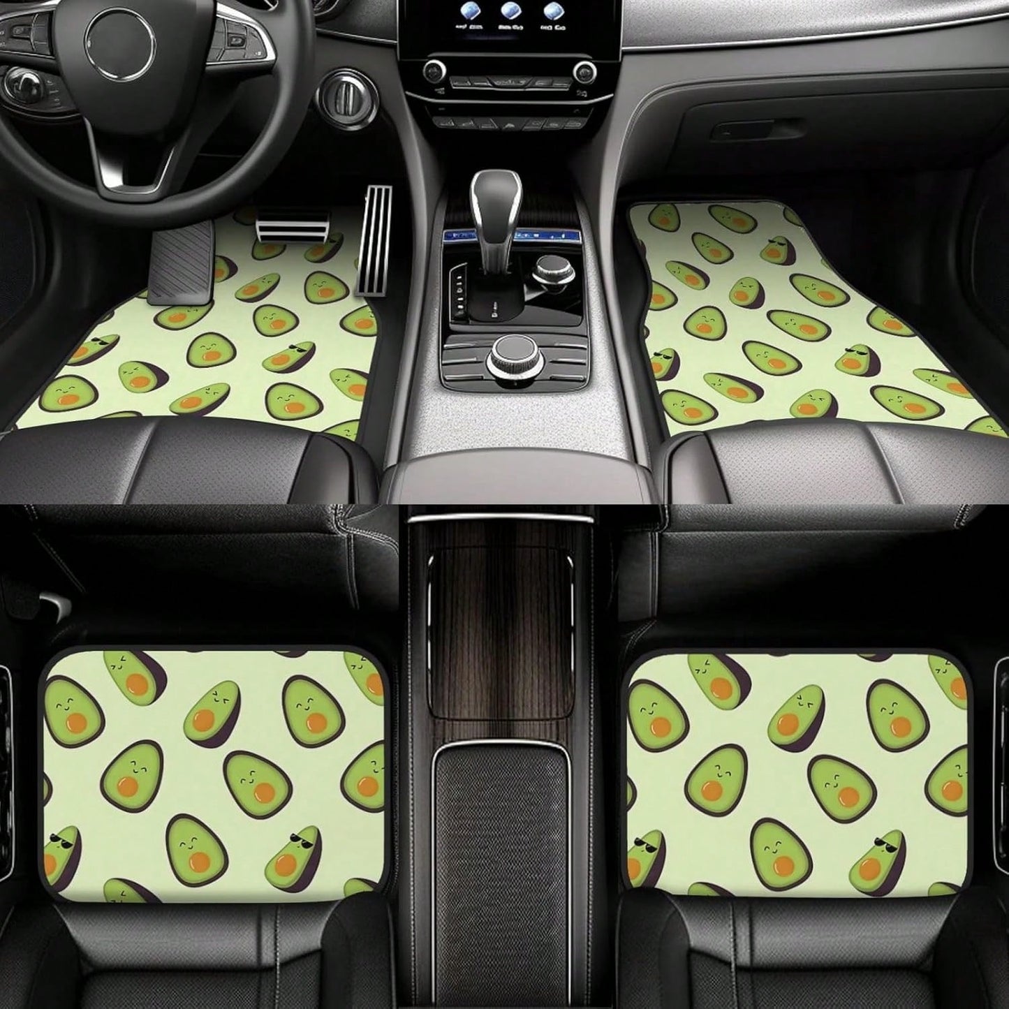 Car Mats Set Of 4 Happy Avocados Floor Mats For Cars Universal Front Rear Vehicle Rugs Auto Accessories For Truck Sedan