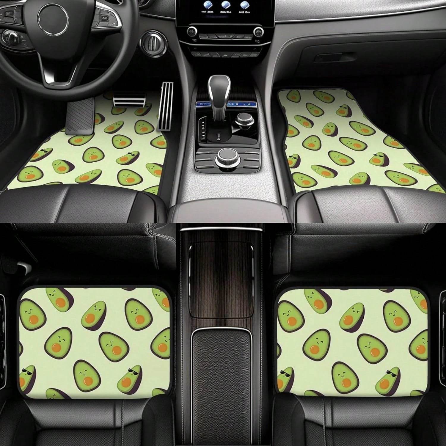Car Mats Set Of 4 Happy Avocados Floor Mats For Cars Universal Front Rear Vehicle Rugs Auto Accessories For Truck Sedan