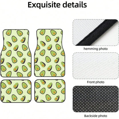Car Mats Set Of 4 Happy Avocados Floor Mats For Cars Universal Front Rear Vehicle Rugs Auto Accessories For Truck Sedan