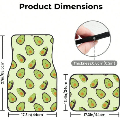 Car Mats Set Of 4 Happy Avocados Floor Mats For Cars Universal Front Rear Vehicle Rugs Auto Accessories For Truck Sedan