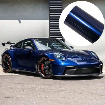 Car Sticker Gentian Blue Metallic Car Vinyl Wrap Color Change Film Bubble Free Wrap Decal Car Accessories Interior Exterior