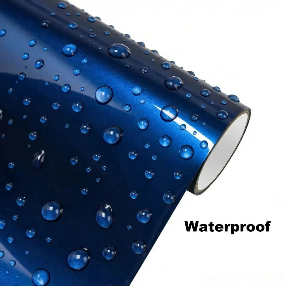 Car Sticker Gentian Blue Metallic Car Vinyl Wrap Color Change Film Bubble Free Wrap Decal Car Accessories Interior Exterior