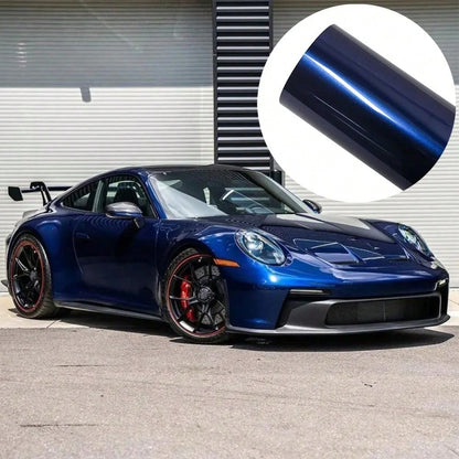 Car Sticker Gentian Blue Metallic Car Vinyl Wrap Color Change Film Bubble Free Wrap Decal Car Accessories Interior Exterior