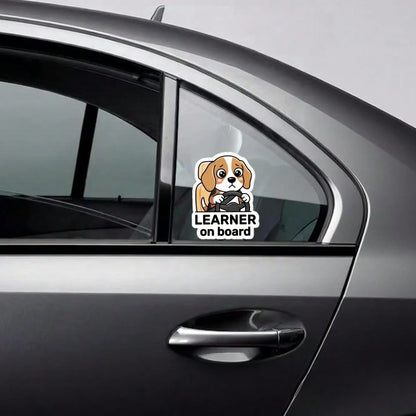 Car Stickers And Decals, Automotive Decals, Suitable For Rear Windshield, Fuel Tank Cap, And Car Doors, Learner On Board Dog Driving Car Sticker, Car Accessories Window Decals Vinyl