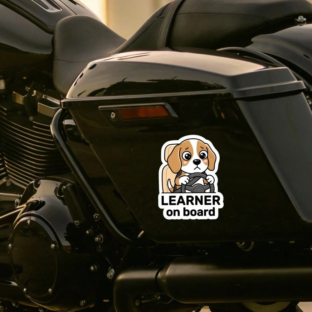 Car Stickers And Decals, Automotive Decals, Suitable For Rear Windshield, Fuel Tank Cap, And Car Doors, Learner On Board Dog Driving Car Sticker, Car Accessories Window Decals Vinyl