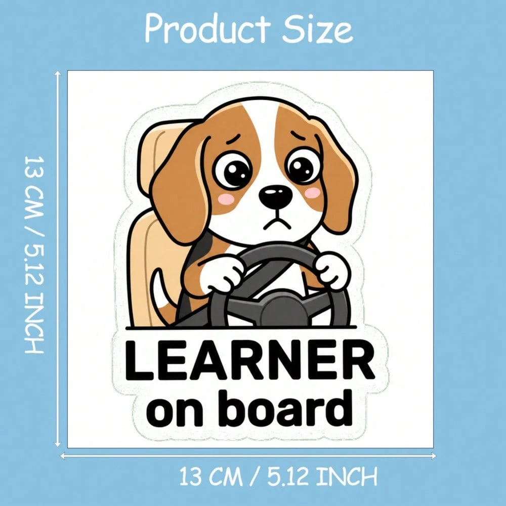 Car Stickers And Decals, Automotive Decals, Suitable For Rear Windshield, Fuel Tank Cap, And Car Doors, Learner On Board Dog Driving Car Sticker, Car Accessories Window Decals Vinyl