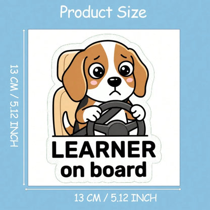 Car Stickers And Decals, Automotive Decals, Suitable For Rear Windshield, Fuel Tank Cap, And Car Doors, Learner On Board Dog Driving Car Sticker, Car Accessories Window Decals Vinyl