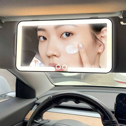 Car Sun Visor Makeup Mirror, LED Light Makeup Mirror, Smart Touch Car Makeup Mirror, 3 Light Modes And 60 LEDs- Rechargeable And Dimmable Touch Control- Perfect For Makeup Anytime, Anywhere