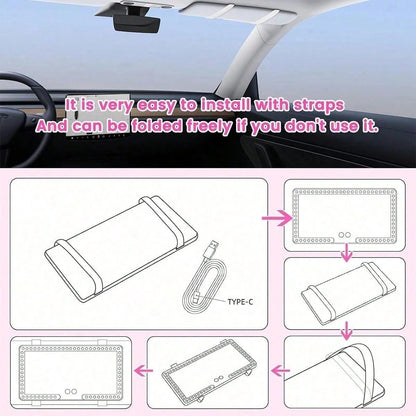 Car Sun Visor Makeup Mirror, LED Light Makeup Mirror, Smart Touch Car Makeup Mirror, 3 Light Modes And 60 LEDs- Rechargeable And Dimmable Touch Control- Perfect For Makeup Anytime, Anywhere
