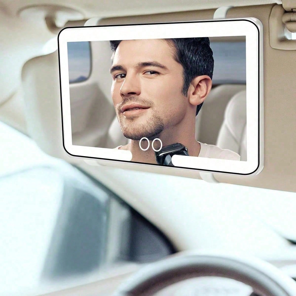 Car Sun Visor Makeup Mirror, LED Light Makeup Mirror, Smart Touch Car Makeup Mirror, 3 Light Modes And 60 LEDs- Rechargeable And Dimmable Touch Control- Perfect For Makeup Anytime, Anywhere
