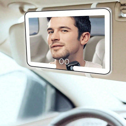 Car Sun Visor Makeup Mirror, LED Light Makeup Mirror, Smart Touch Car Makeup Mirror, 3 Light Modes And 60 LEDs- Rechargeable And Dimmable Touch Control- Perfect For Makeup Anytime, Anywhere