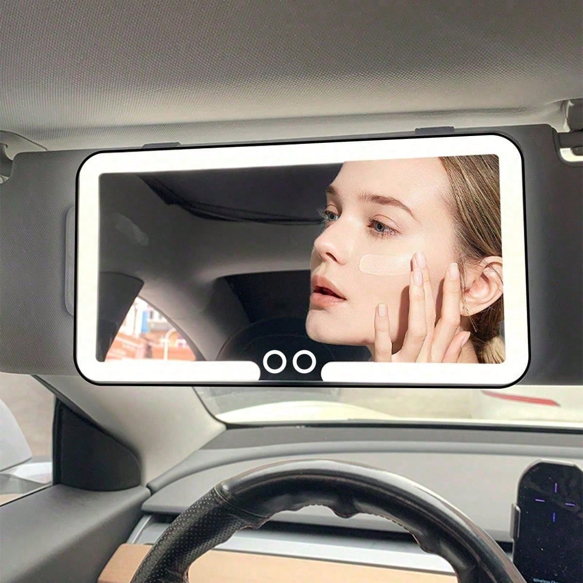 Car Sun Visor Makeup Mirror, LED Light Makeup Mirror, Smart Touch Car Makeup Mirror, 3 Light Modes And 60 LEDs- Rechargeable And Dimmable Touch Control- Perfect For Makeup Anytime, Anywhere