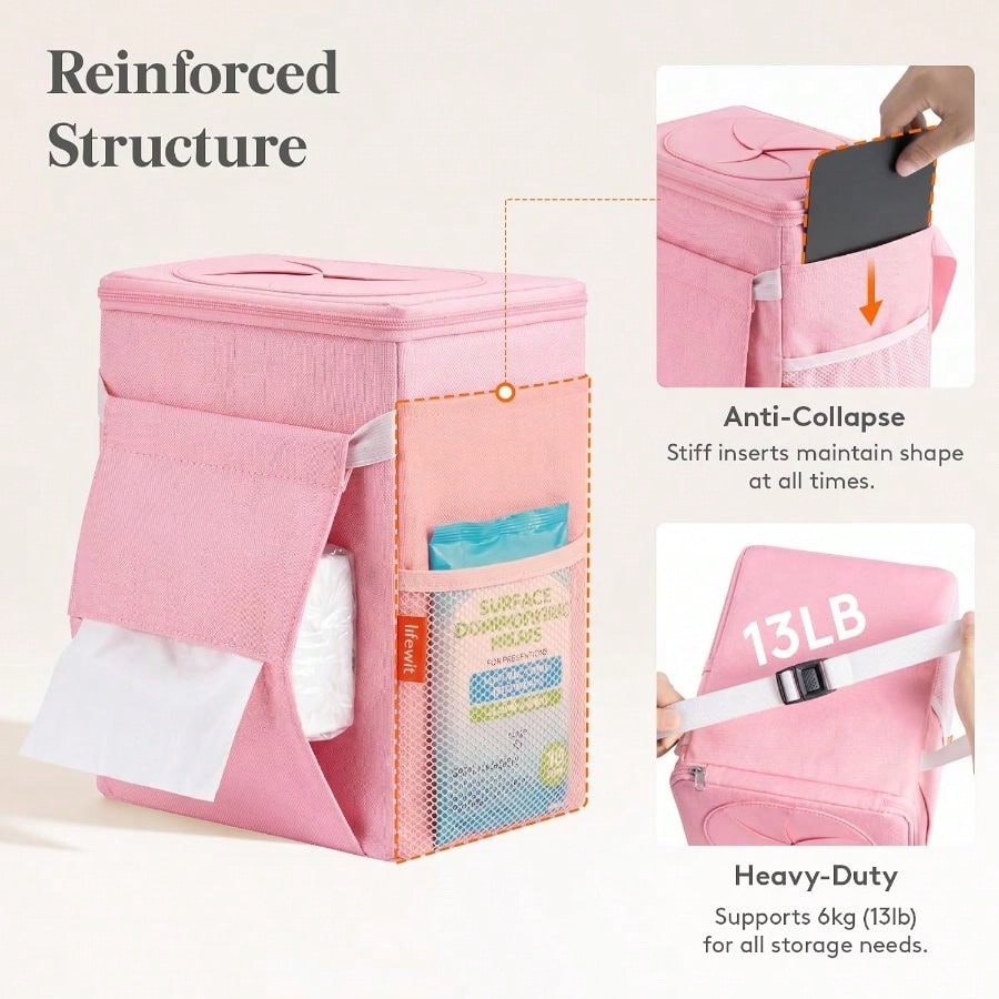 Car Trash Bin, 2 Gallon Leakproof Waterproof Vehicle Garbage Can With Lid Tissue Holder, Car Interior Organizer Front/Back/Console, Automotive Accessory, Pink