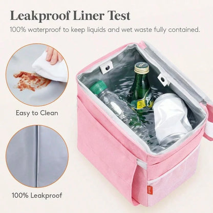 Car Trash Bin, 2 Gallon Leakproof Waterproof Vehicle Garbage Can With Lid Tissue Holder, Car Interior Organizer Front/Back/Console, Automotive Accessory, Pink