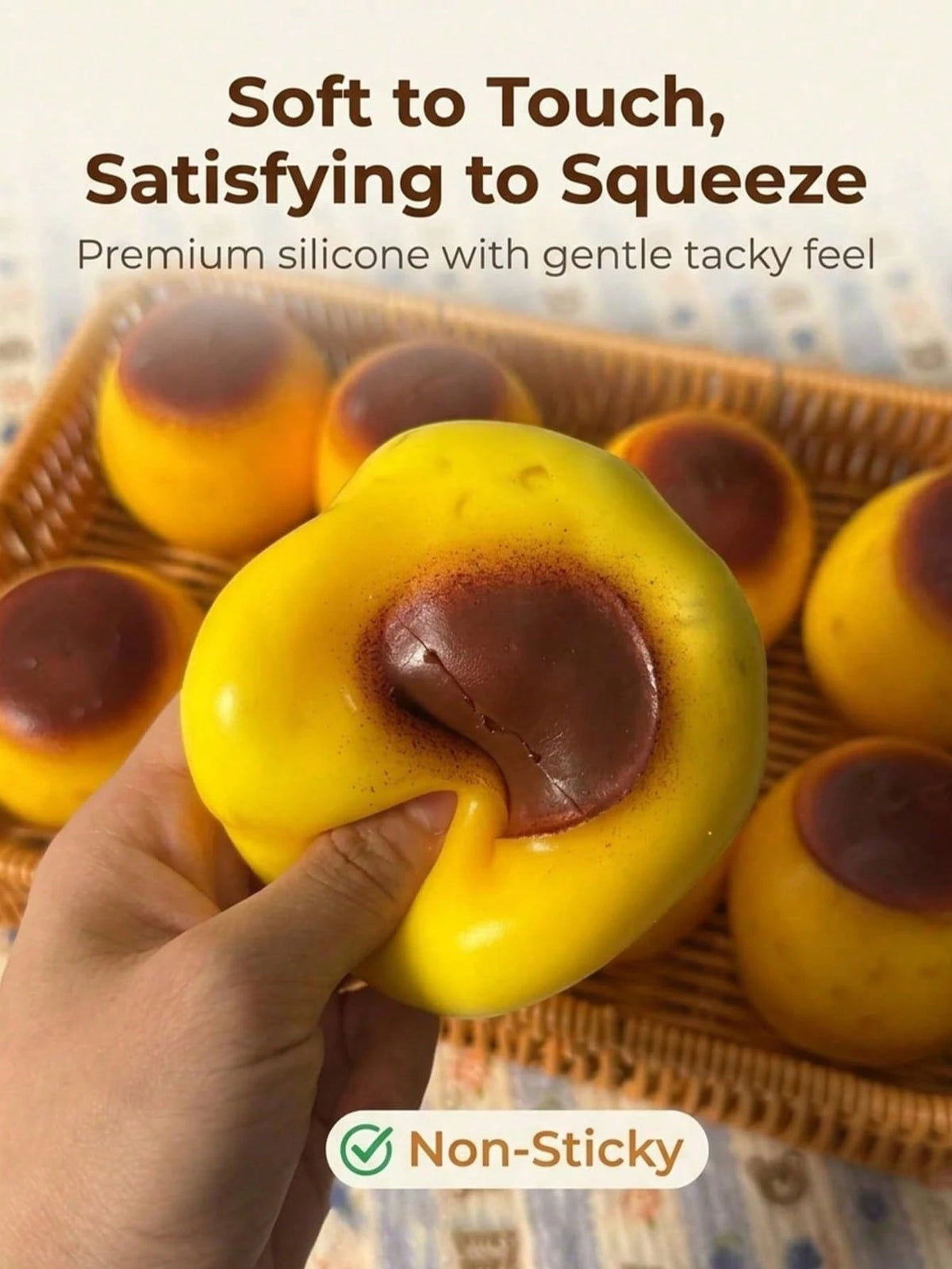 Caramel Pudding Stress Ball Squishy Crunchy Bead Filled Non Rebound Handmade Taba ASMR Anxiety Relief For Adults Party Favor Squeeze Toy Cute Realistic Food Soft Sticky Silicone Dessert
