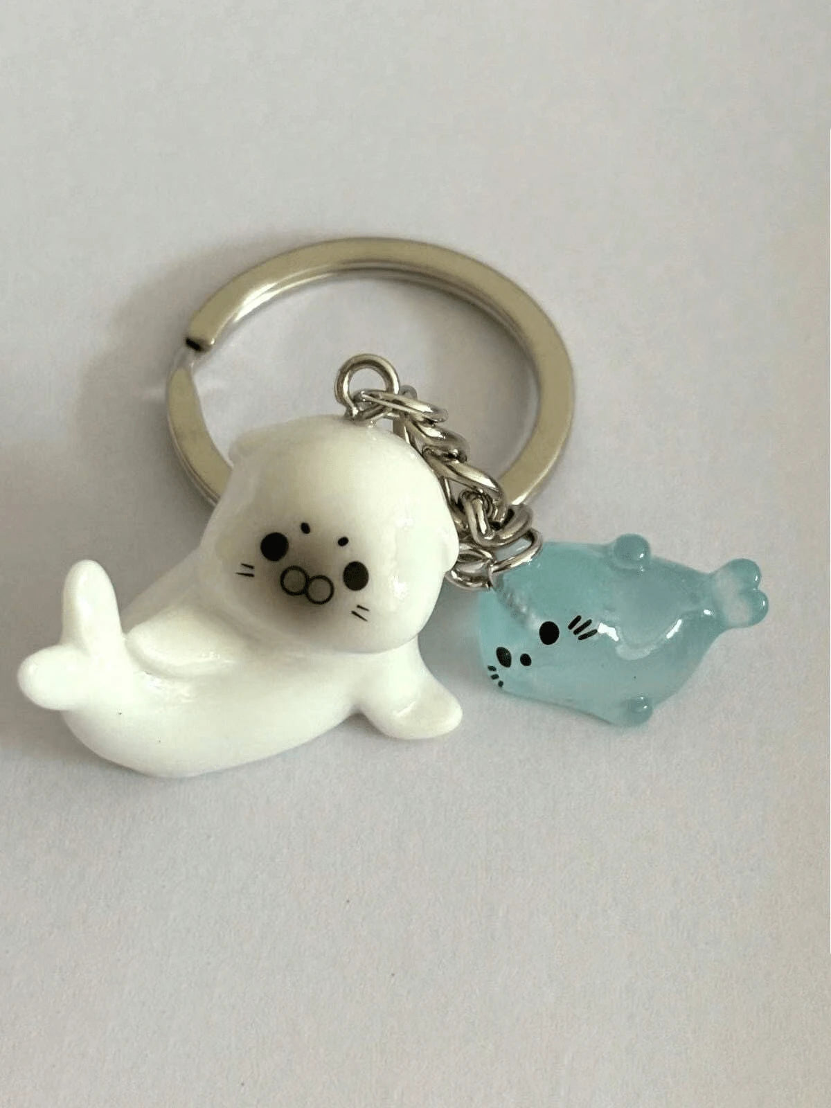 Cartoon 3D Glow-In-The-Dark Sea Lion Keychain Set- Cute Decorative Pendant Ocean Theme Bag Charm, Cute Sea Lion Bag Charm, Cute Seal Bag Charm