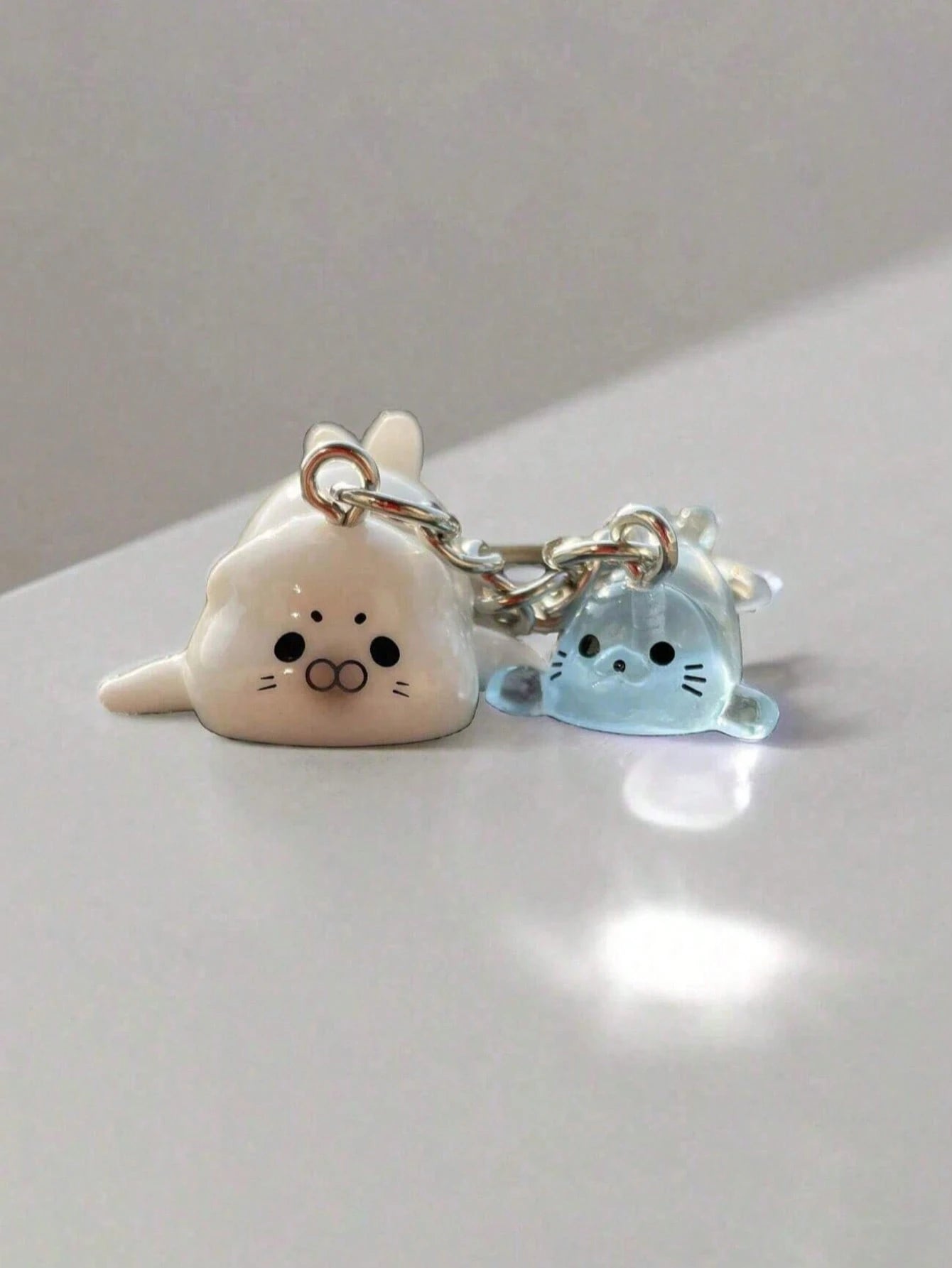 Cartoon 3D Glow-In-The-Dark Sea Lion Keychain Set- Cute Decorative Pendant Ocean Theme Bag Charm, Cute Sea Lion Bag Charm, Cute Seal Bag Charm