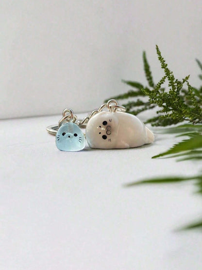 Cartoon 3D Glow-In-The-Dark Sea Lion Keychain Set- Cute Decorative Pendant Ocean Theme Bag Charm, Cute Sea Lion Bag Charm, Cute Seal Bag Charm