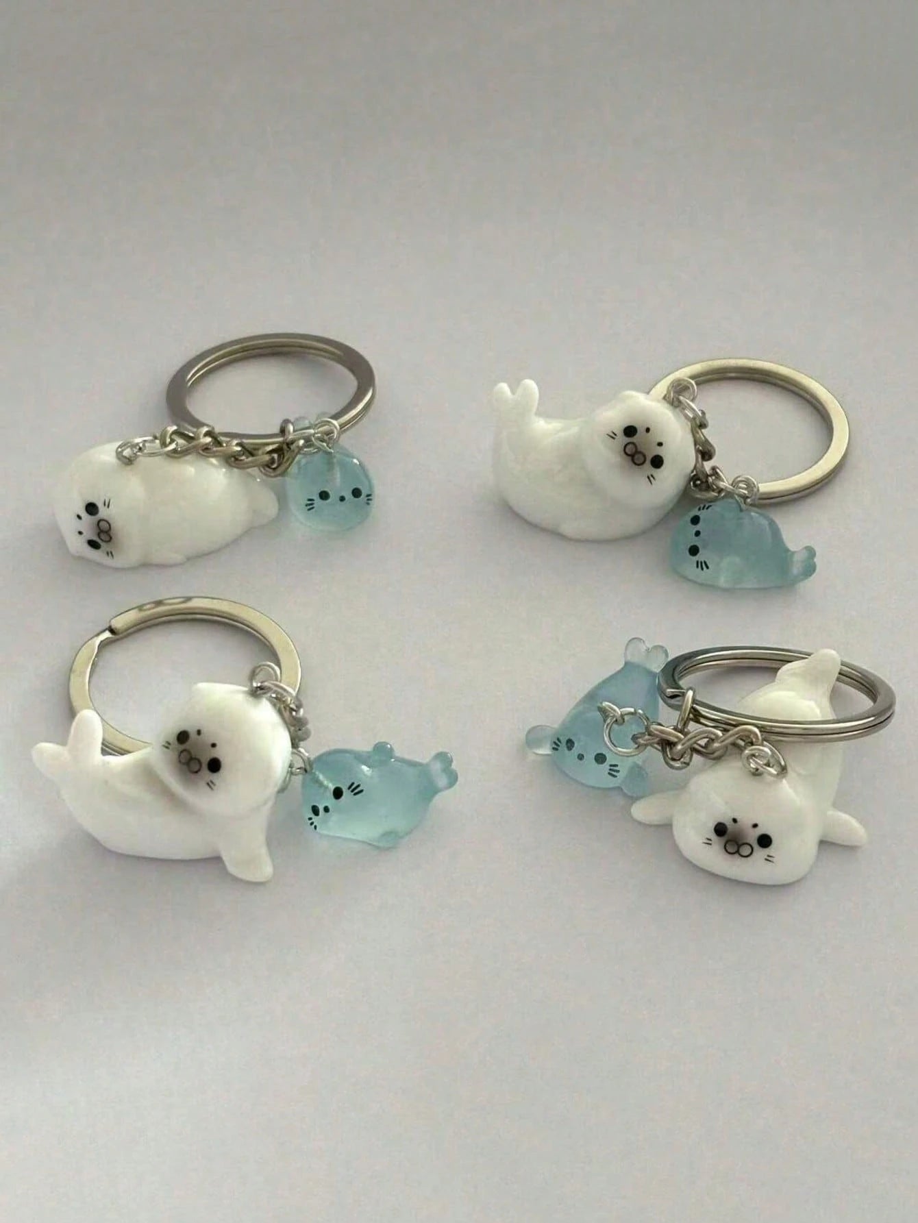Cartoon 3D Glow-In-The-Dark Sea Lion Keychain Set- Cute Decorative Pendant Ocean Theme Bag Charm, Cute Sea Lion Bag Charm, Cute Seal Bag Charm