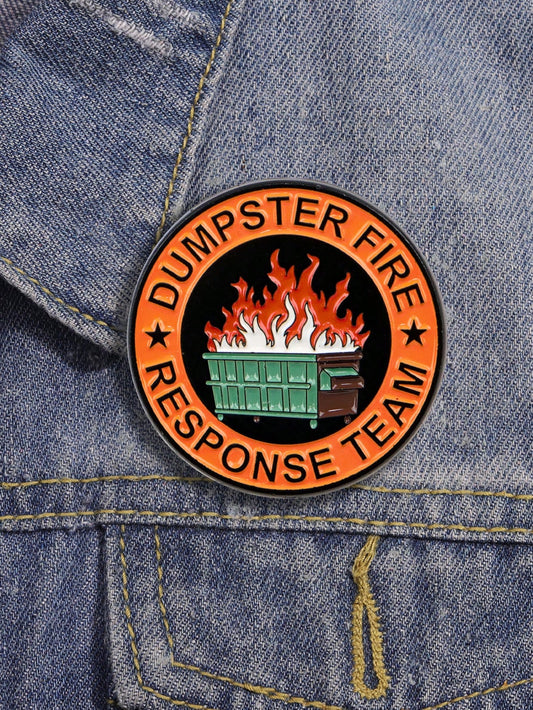 Cartoon Dumpster Fire Enamel Pin Humorous Brooch Pines Lapel Pins Badge On Backpack Clothing Accessories Fashion Jewelry Gifts