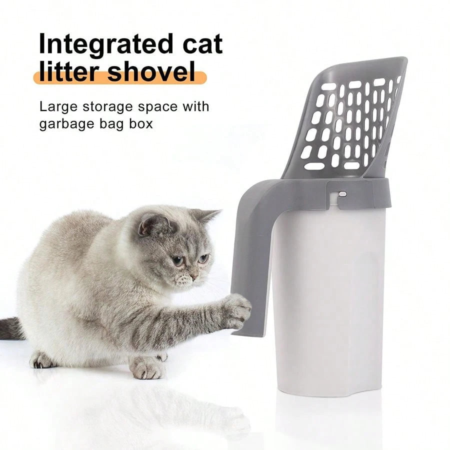 Cat Litter Sceoper With Holder, Cat Litter Shovel With Refill 45 Bags(3 Boxes Of 15 Bags! Large Capacity Cat Scooper Portable Shovel Breeze Pellet Litter