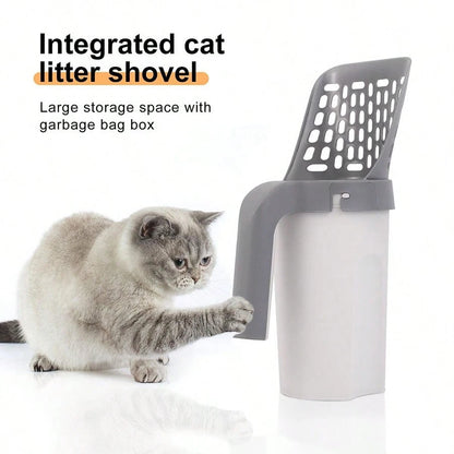 Cat Litter Sceoper With Holder, Cat Litter Shovel With Refill 45 Bags(3 Boxes Of 15 Bags! Large Capacity Cat Scooper Portable Shovel Breeze Pellet Litter