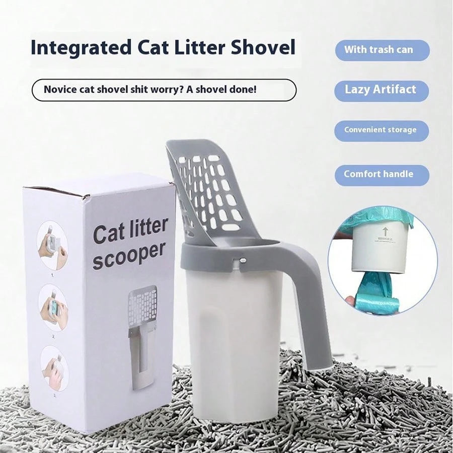 Cat Litter Sceoper With Holder, Cat Litter Shovel With Refill 45 Bags(3 Boxes Of 15 Bags! Large Capacity Cat Scooper Portable Shovel Breeze Pellet Litter